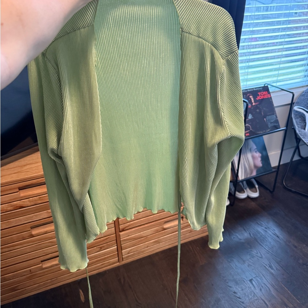 Green Ribbed Cardigan